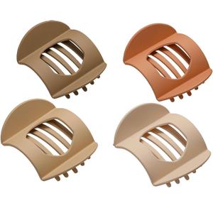 3 x 4 PCS Flat Claw Clips, Round Large Flat Hair Clips for Women,French Strong Hold Hair Barrettes for Thick Thin Hair(Matte)