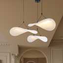 AFSEMOS Wabi Style Sabi Pendant Light Adjustable Height Modern Silk Chandelier for Kitchen Island, Dining Room Bedroom,Living Room and Entryway(15.8in)