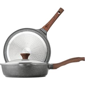 SENSARTE Nonstick 10" Crepe Pan and 3.5Qt Saute Pan Set with Swiss Granite Coating, Stay-cool Handle, Induction Compatible