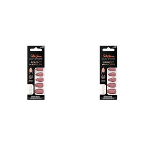 Sally Hansen Salon Effects Perfect Manicure, Rose & Shine, Press On Nails, Almond Shaped, Non-Damaging Adhesive Tabs, File, and Alcohol Pad Included (Pack of 2)