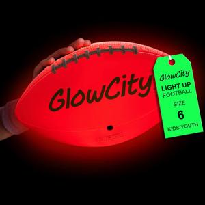 GlowCity Glow in The Dark Football - Size 3/6 Light Up Ball Gifts for Kids, Teens & Adults - Bright Football for Night Outdoor Games - Sports Birthday Gift Ideas for Boys Ages 6 7 8 9 10 11 12 13 14