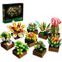 Succulent Building Blocks Set, 913 PCS 9 Artificial Flowers for Building, Plant Building Blocks Bonsai Tree Set, Botanical Collection for Adults and Children,14+