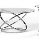 Signature Design by Ashley Hollynyx Contemporary Round 3-Piece Occasional Table Set, Includes Coffee Table and 2 End Tables, Chrome