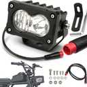 2-Pin Julet Baja Style eBike Headlight for Rad Power Style Bikes 10V-80V 30W Full Aluminum IP68 Waterproof Front Lamp Compatible with Dual Bracket Mount- Verify Connector Before Purchase.