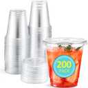 Eupako 200 Sets 8 OZ Plastic Cups with Lids - 8 Ounce Clear Disposable Cups with Lids, Cold Drink Containers for Beverage, Parfait, Smoothie, Milkshake, Juice