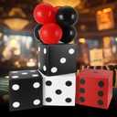 54 Pcs Casino Theme Decorations Casino Night Decorations Poker Party Decorations Including 6 Pcs 11inch Large Casino Dice Boxes 12 Pcs Poker Playing Cards Balloons for Game Night Decorations