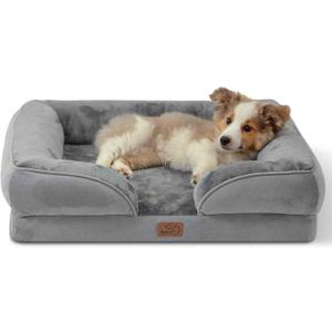 Bedsure Orthopedic Dog Bed Medium Size Dogs - Washable Medium Dog Bed Waterproof, Comfort Pet Couch with Washable Removable Cover, Supportive Foam Pets Sofa with Nonskid Bottom, Grey (28.0"L x 23.0"W x 6.5"Th)