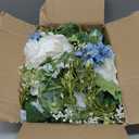 DearHouse 2Pcs Artificial Peony Flower Garland - Silk Peony Garland with Purple White Flowers for Wedding Party Table Decoration,6ft/Strand(White& Blue&Dark Blue)