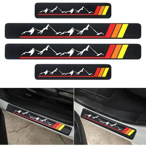 4PCS Carbon Fiber Style Door Sill Protector Anti-Dirty Scuff Plate Cover Guard Sills Protector Trim,Welcome Pedal Protect Compatible with Car Truck SUV