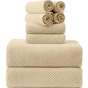8-Piece Bath Towel Set, 2 Extra Large Bath Towel Sheets, 2 Hand Towels and 4 Washcloths - Highly Absorbent Quick Dry Microfiber,Ultra Soft Towel Set for Bathroom, Waffle Weave, Pack of 8 (Camel)