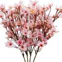 Uieke 4Pcs Artificial Cherry Blossom Flower, Silk Peach Flowers Fake Plants Arrangement for DIY Garden Home Wedding Party Spring Decor, Pink