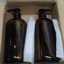 32 Ounce Glass Shampoo and Conditioner Dispenser Bottle with Pump, Shower - 1 Liter Body Wash Dispenser for Shower- by Kitchentoolz (Amber)