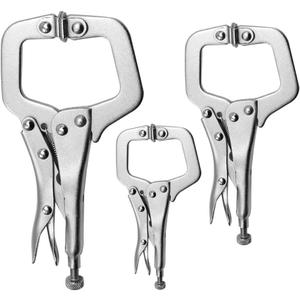 3 Pack Heavy Duty C-Clamp Locking Pliers Set (6" Swivel + 9" Swivel + 11" Swivel Tips) C Clamps with Swivel Pads for Craftsmen Home Workshop
