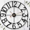 18 in Large Outdoor Clock  Black Metal Outdoor Wall Clock for Patio/Pool Area  Farmhouse Decorative Outdoor Clocks Sient Battery Operated  Vintage Industrial Outside Clock for Garden, Backyard