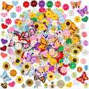 NICEVINYL Random Iron on Patches for Clothing: 120PCS Flower Heart Patch Iron on Cute Butterfly Embroidered Sew Applique Repair Patches for Jeans Jackets Backpacks