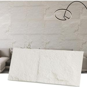 KASARO PU 3D Wall Panels Cement White Texture, 4 Pieces Wainscoting Panel Accent for Interior Wall Decor, Waterproof Wall Covering, 47.24  23.62 inch
