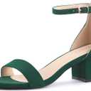 PARTY Women's Open Toe Ankle Strap Low Block Chunky Heels Sandals, Size 6