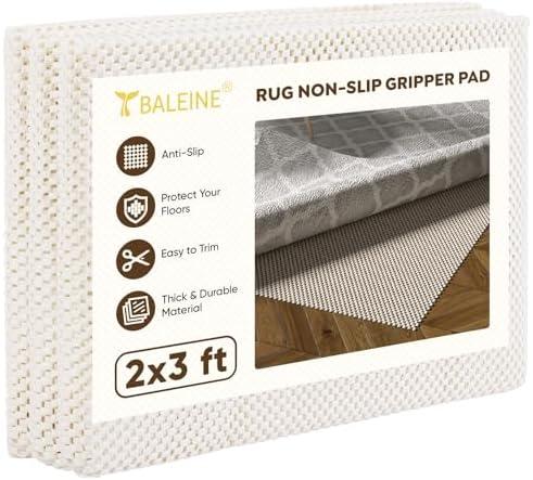 BALEINE Non Slip Rug Pad Rug Gripper for Hardwood Floors, Extra Thick Non Slip Mat Under Carpet (2'x3') 1 Piece