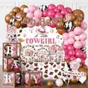 266pcs Cowgirl Baby Shower Decorations for 25 guests, Worry-free One-stop Set Includes Thick Plates Backdrop Sash and Badge, Western Baby Shower Decorations for Girl