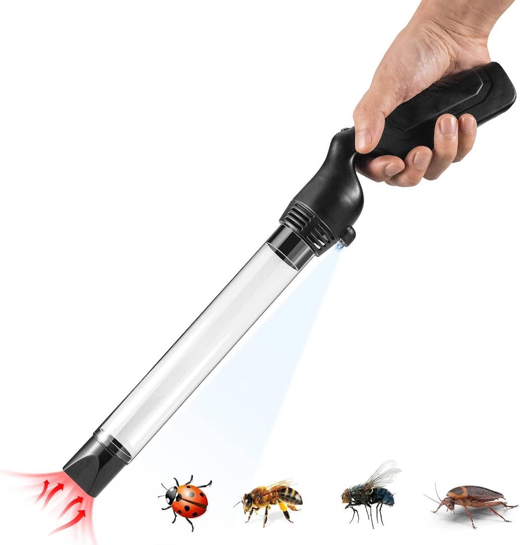 Bug Vacuum Catcher, Insect Spider Trap with Long Nozzle LED Light, Bug Sucker Vacuum for Adults and Kids, Pest Suction Trap for Beetle Bedbug Cockroach Ant and Small Insect