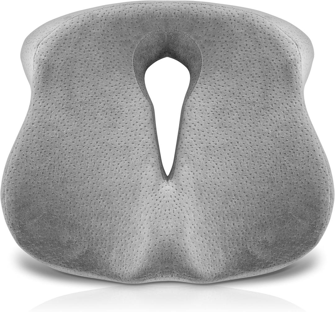 Large Memory Foam Cushion for Tailbone Pain Relief, Coccyx Pain Relief & Pressure Relief - Cushion for Office, Home, Car and Wheelchair. Maximise Your Comfort for Long Hours of Sitting! Grey (Unisex)