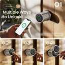 Leydebong 4-in-1 Smart Door Lock with Fingerprint and Keypad - Keyless Entry Electronic Lock with App and Mechanical Key - Easy Installation Smart Door Knob for Home Office Bedroom & Apartment