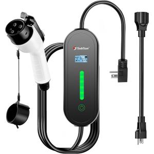 Level 1 & Level 2 EV Charger 16Amp 110-240V,17ft Cable, Portable Electric Vehicle Charger with NEMA5-15P & 6-20 Plug Compatible for SEA J1772 EV Cars for Home and Outdoor (Black)