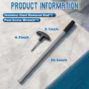 YUNVI Pool Cover Tool Set,30 1/2 inch Stainless Steel Pool Cover Rod with Hex Key,Swimming Pool Cover Installation and Removal Tool for Standard Pool Cover Anchors