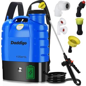 4 Gallon Battery Operated Backpack Sprayer, 100 PSI Electric Garden Sprayer with 12V 8Ah Rechargeable Battery, Trigger Lock, Stable Pressure Pump, Adjustable Nozzles for Lawn Care & Garden
