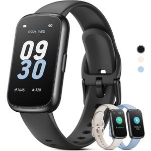 Health Fitness Tracker Smart Watch with 24/7 Heart Rate, Blood Oxygen, Sleep Tracker, Pedometer, 3 Colorful Bands & 3ATM Waterproof Activity Tracker with Step Calorie Counter, Space Black