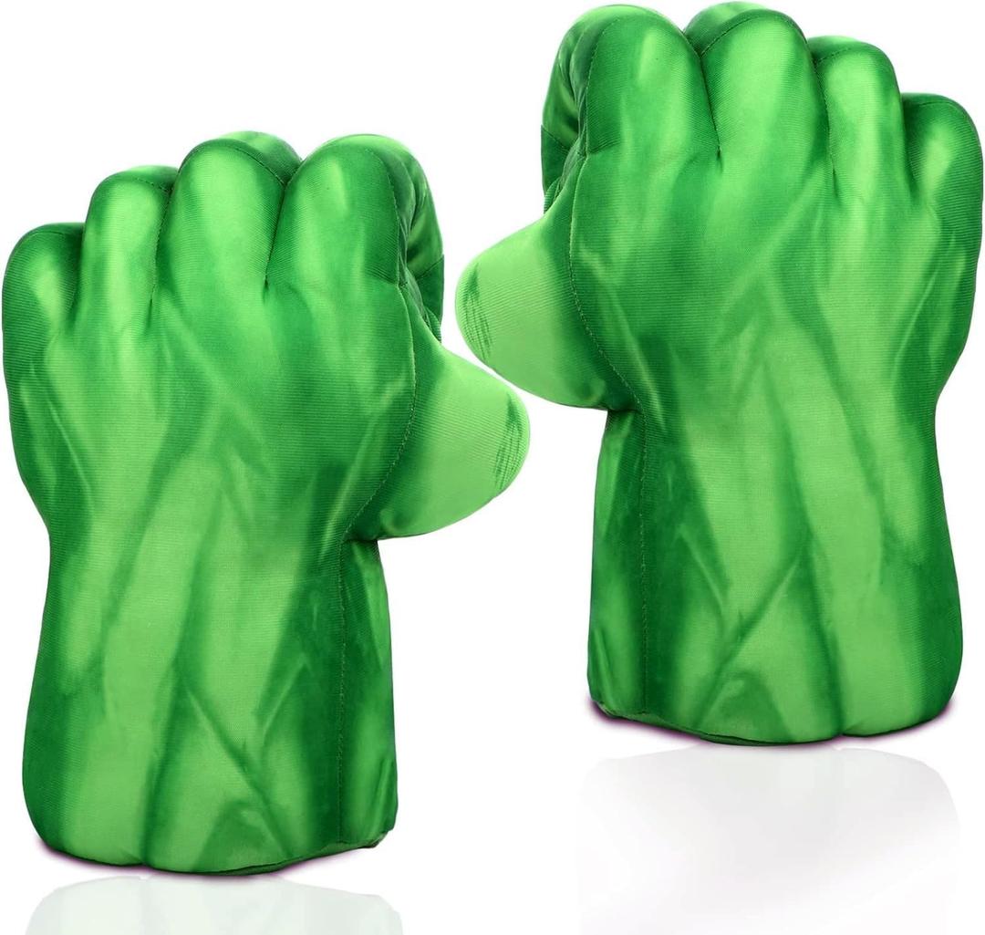 PROVAINT Superhero Gloves for Kids - Soft Plush Boxing Mitts with Secure Grip for Role Play, Halloween Dress Up, Birthday Gifts - Green Hero Costume Accessories for Children and Adults Green