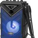 Bluetooth Speaker with Microphone, Wireless Outdoor Speaker with RGB Rhythm Lights, Loud Speaker with Phone Holder for Home, Party, Travel & Outdoor Activities (Blue)