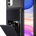 Vofolen Case for iPhone 11 Case Protective Wallet 4-Card Holder ID Slot Flip Door Hidden Pocket Anti-Scratch Dual Layer Hybrid TPU Bumper Armor Hard Shell Back Cover for iPhone 11 6.1 inch Black