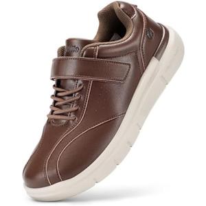 FitVille Men Wide Walking Shoes Casual Comfortable Dress Shoes Lightweight Arch Support Oxford Shoes Non-Slip Leather Business Sneakers 11.5