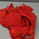 Women 3 Piece Swimsuits - Sexy Triangle Bikini Sets with Cover Up Halter String Tie Side Bathing Suits (Medium, Red)