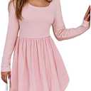 BLENCOT Dresses for Women Fall Long Sleeve Square Neck Bubble Party A Line Mini Dresses XL