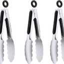 7" Small Kitchen Tongs Set of 3, Stainless Steel Ice Tongs Food Tongs, Mini Serving Tongs for Appetizers, Salad, Buffet (7", 3PCS)