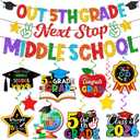 Fifth Grade Graduation Decorations-5th Grade Graduation Banner,Elementary School Classroom Party Decorations,2026 School Sign Hanging Swirls Supplies for Boys & Girls