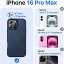 for iPhone 16 Pro Max Case, [Military-Grade Drop Protection][Anti-Yellowing] Shockproof Protective Translucent Matte Cover for iPhone 16 Pro Max Phone Case,Deep Blue