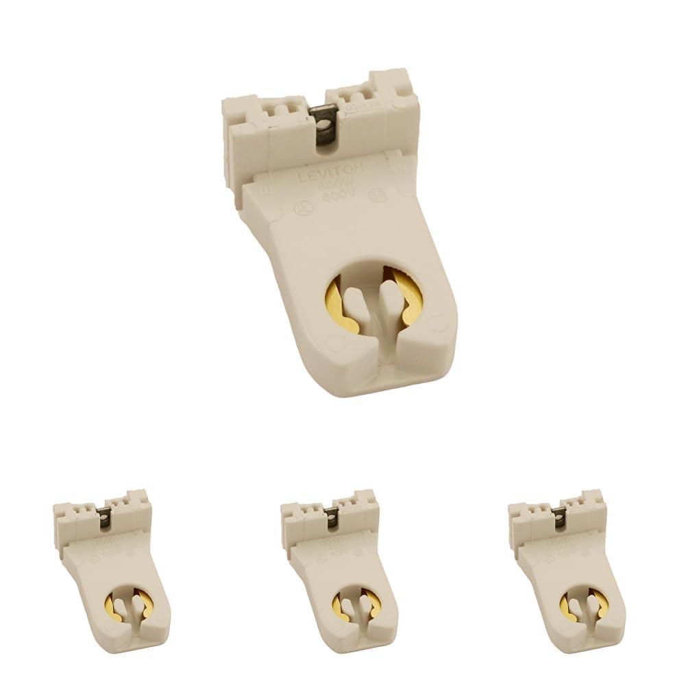 Leviton 13357-N Turn-Type Lamp Holder with Captive Nut, 660 W, Fluorescent, Medium 2-Pin, Small, White (Pack of 4)