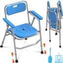 Shower Chair for Elderly & Disabled, Stainless Steel Foldable Shower Seat with Arm and Back, Height Adjustable Safety Bath Seat for Inside Shower, Shower Seat for Bathtub, 500lbs Capacity
