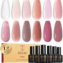 ROSALIND Jelly Gel Nail Polish Set, 12 Colors Jelly Nude Gel Polish Set Pink Milky White Nail Polish Gels Neutral Transparent Sheer Gels Nail Gifts for Women