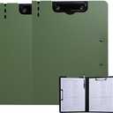 FRETONBA Clipboard Folder, 2 Pcs A4 Foldable Clipboard with Horizontal and Vertical Double Metal Clips, 360 Degree Foldable Binder Clipboards with Pen Holder, File Cover Work Folder Clipboards, Green
