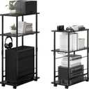 Height Adjustable Computer Tower Stand, 3-Tier CPU Holder Cart Printer Stand Mobile PC Laptop Standing Table Home Office Gaming Accessories with Rolling Wheels,26.4 * 45in