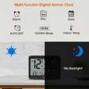WallarGe Atomic Digital Wall Clock Battery Operated, Self-Setting, Large Display with Temperature, Date, Day of The Week, Silent Wall Mount Digital Clock, 4 Time Zones, DST