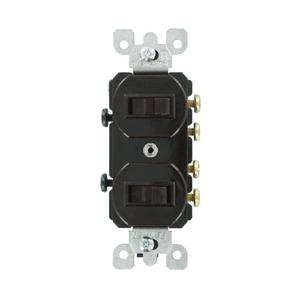 Leviton 15 Amp, 120/277 Volt, Duplex Style Two 3-Way Combination Switch, Commercial Grade, 5243, Brown