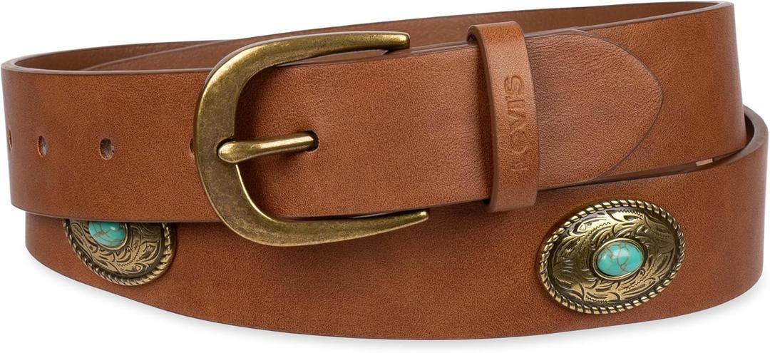 Levi's Women's Western Inspired Fashion Belts for Jeans, Trousers and Dresses (Medium, Tan Concho)