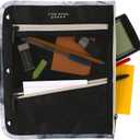Five Star Pencil Pouch, Pen Case, 3-Pocket Zipper Pouch, Fits 3-Ring Binder, Storage Organizer for Classroom Supplies Earbuds Chargers Cables Makeup, Black/Grey (506420A-ECM), 11 x 9 inches