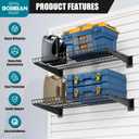 2 Pack Slatwall Shelves 24X12 Inch, Heavy Duty Metal Black Slat Wall Wire Shelf for Retail, Garage, Home Storage, Universal Slatwall Accessories (M2PC, Black)