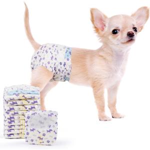 MICOOYO Disposable Dog Diapers Female, Doggie Diapers for Dogs Female, Super Absorbent Pet Diaper with Foam Tail Hole for Heat, Comfortable Puppy Diaper (20Count, X-Small)